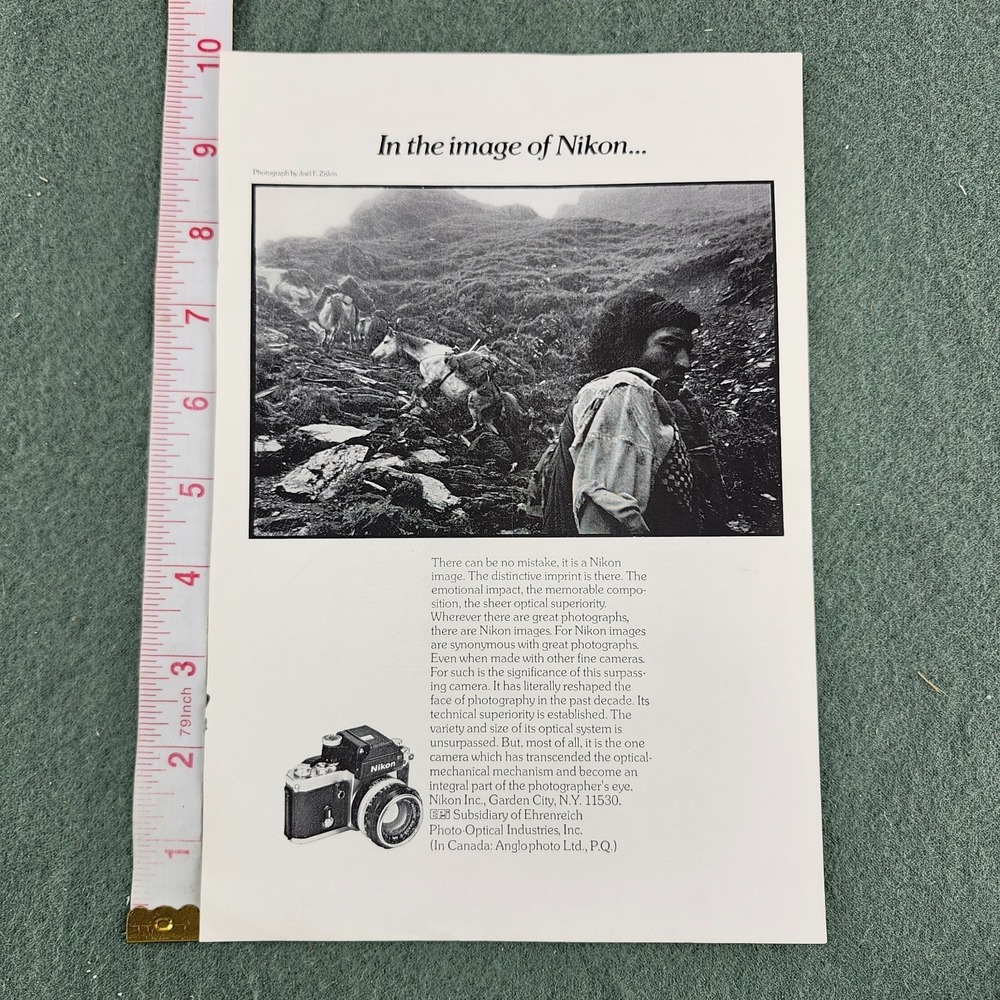 1974 Nikon F Nikon Camera Vintage print Ad - Mountain Horse - 10x7